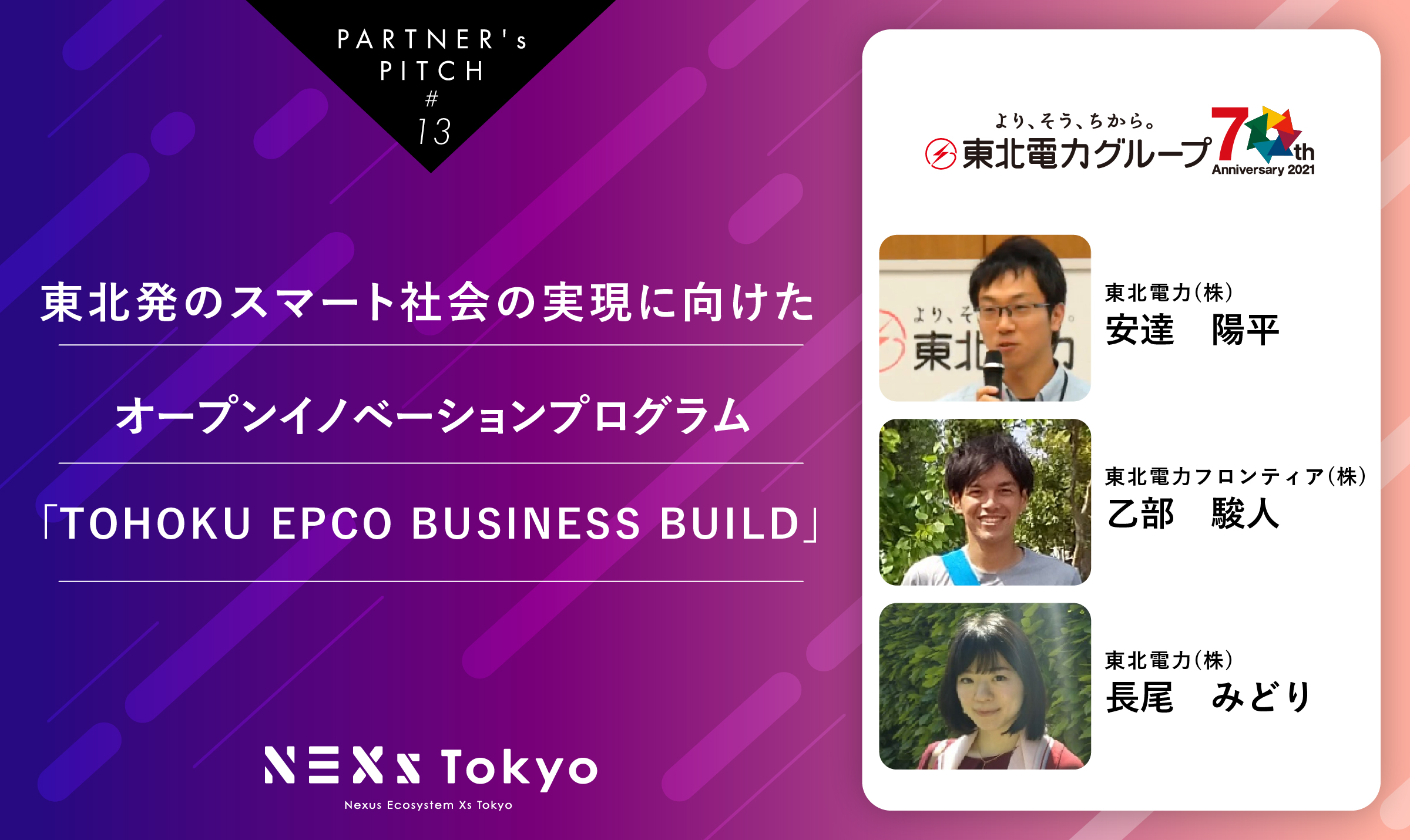 Partner's Pitch 〜東北発のスマート社会の実現に向けたオープンイノベーションプログラム「TOHOKU EPCO BUSINESS BUILD」〜